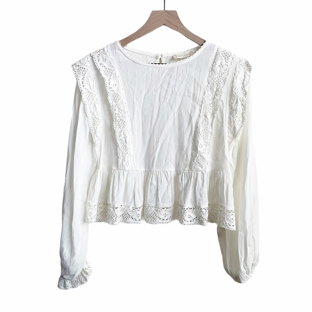 Altar’d State Boho Eyelet Ruffle Peasant Top